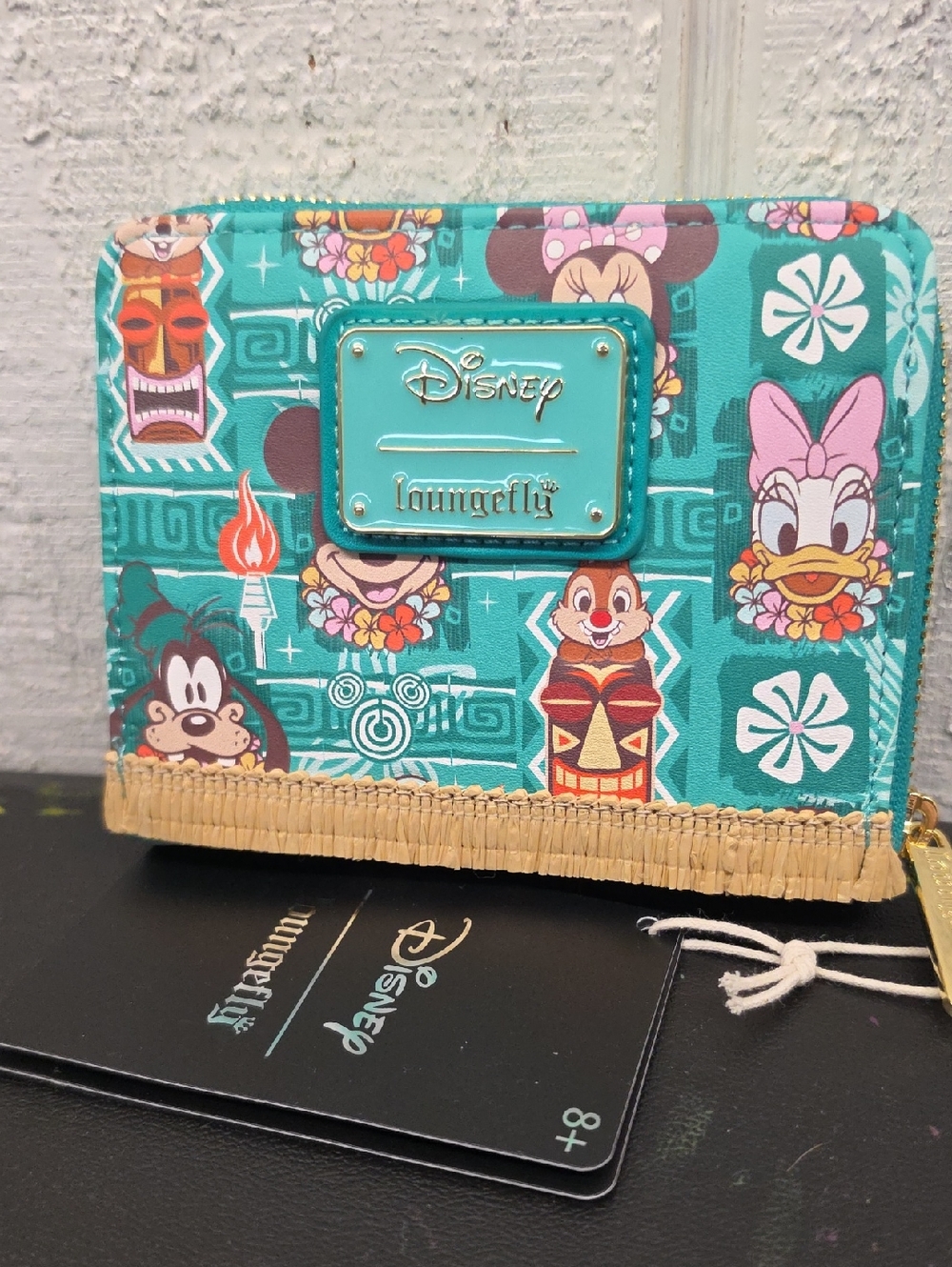 Loungefly Teal Disney Tiki Character Zip Wallet